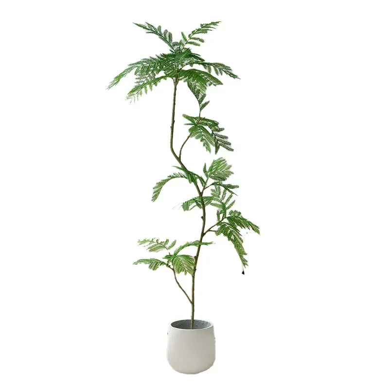Pianta verde simulada de Jacaranda, planta en maceta de piso a techo, adorno de planta biónica, bonsái decorativo para sofá de sala de estar interior