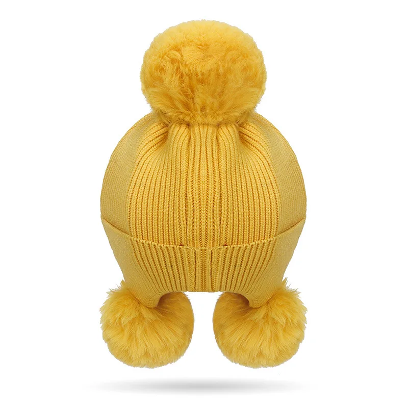 Warm Knitted Cap Toddlers Hat Cartoon Bear Cute Hats Winter Warmth Windproof Kids Crochet Hats Baby Autumn Beanie Cap Accessorie