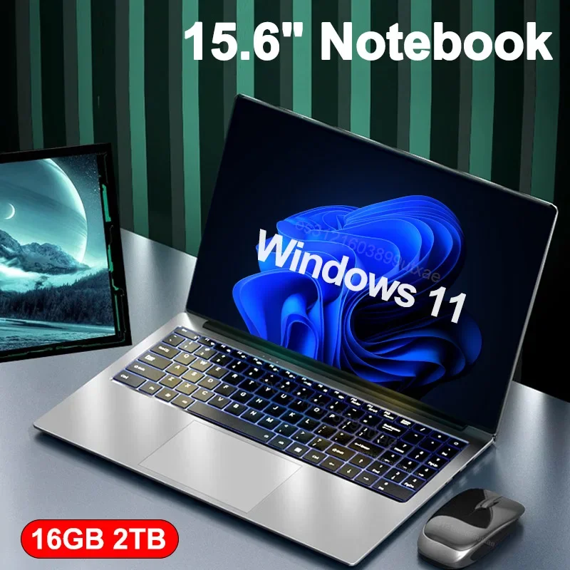 새로운 15.6" 울트라 슬림 노트북 16GB RAM 2TB SSD 인텔 N3700 노트북 게이머 Windows11 Pro 1920*1080 디스플레이 사무실 연구 컴퓨터 PC