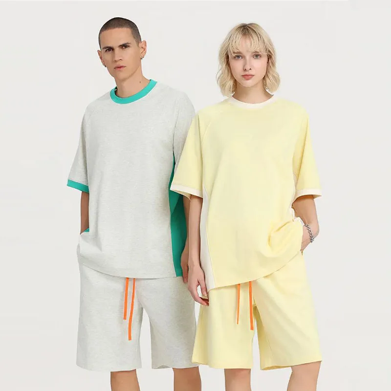 ：Custom Logo Summer Men Women Quick Dry Patchwork Color Short Sleeve Crew Neck T‑Shirt Casual Loose Sport Tops For Team Uniform