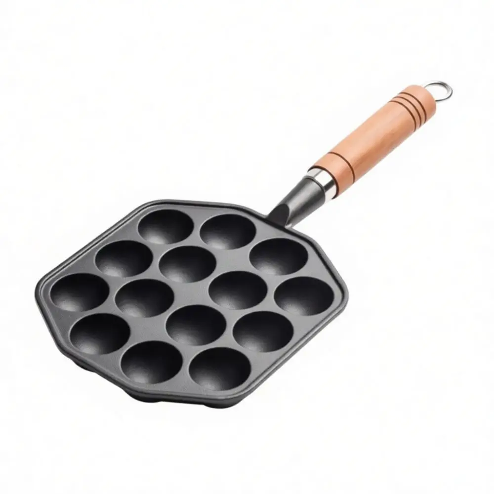 Sturdy Cast Iron Takoyaki Maker Pan Nonstick Kitchen Cooking Mold For Home Made Snacks Compatible With Gas Electric Induction