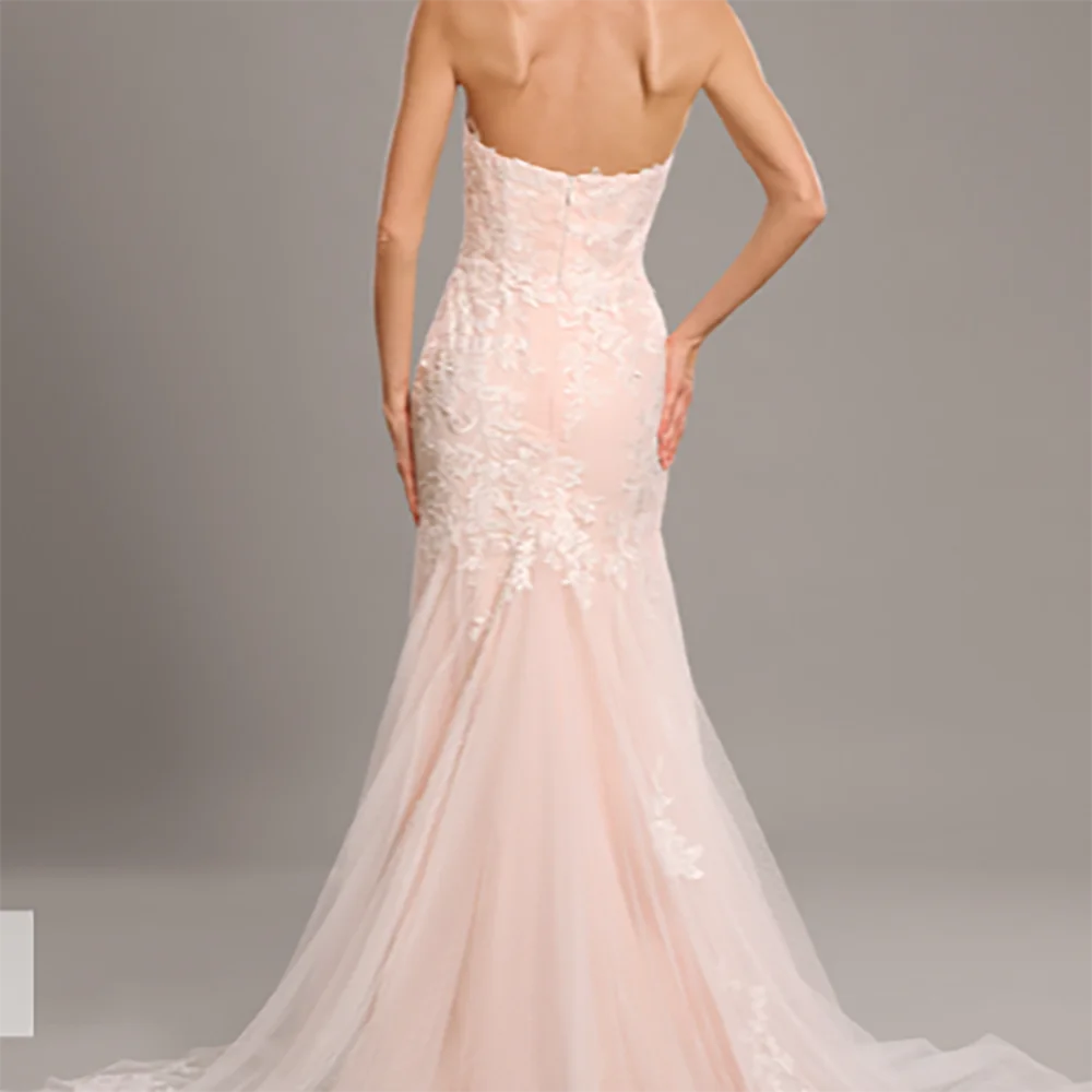 Robes de mariée sirène classiques, épaules dénudées, avec des appliques en cœur, sans manches, personnalisées