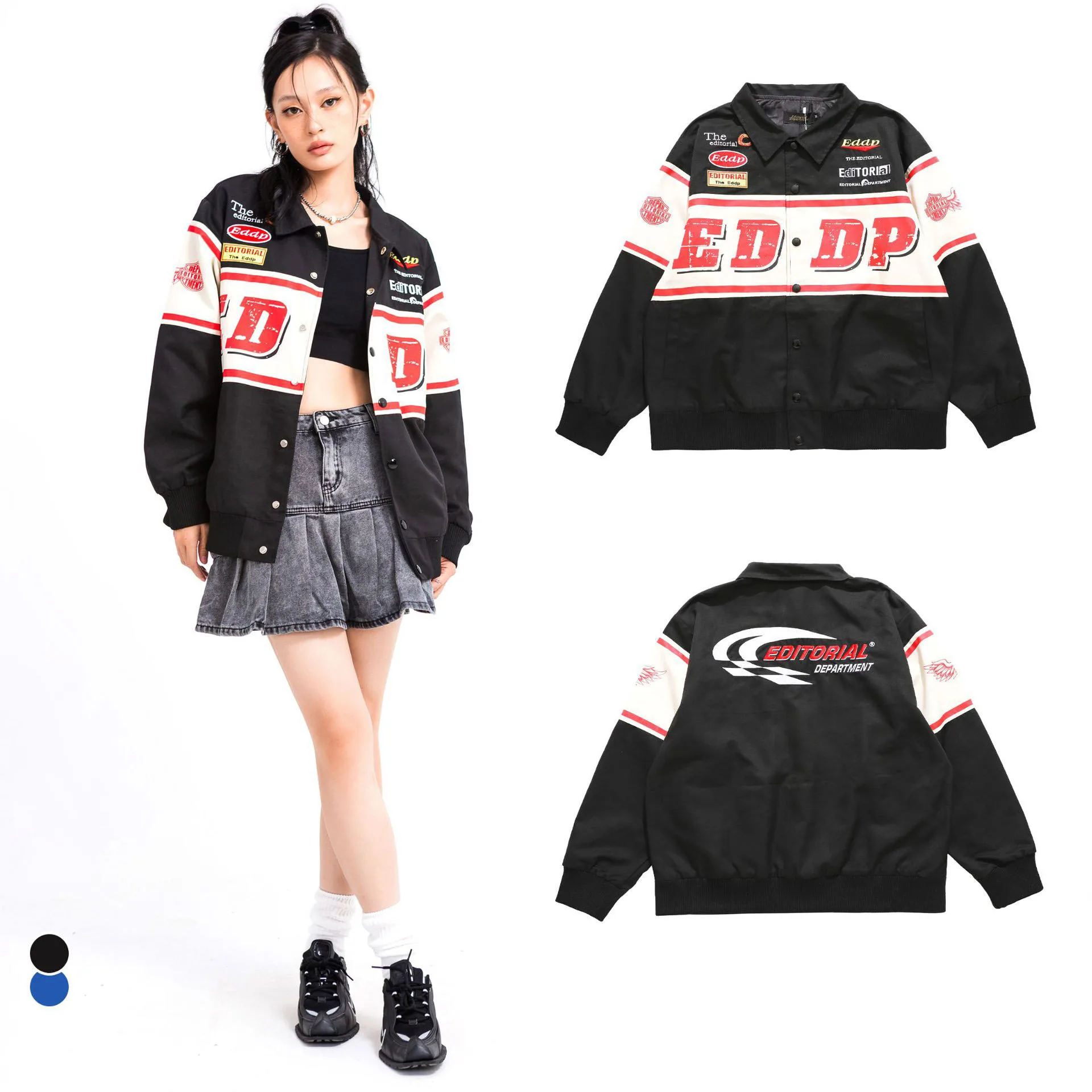 Spring and Autumn New Street Fashion Racing Motorcycle Loose Version Cool Girl Top Men's Jacket Jacket Jacket