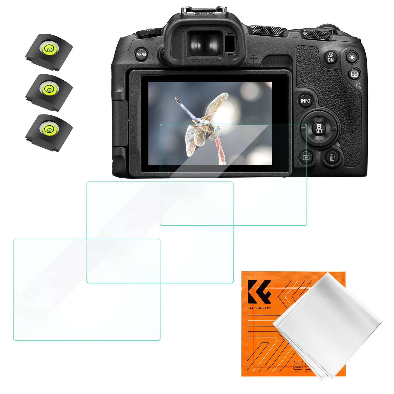 K&F CONCEPT 3 stuks Screenprotector voor Canon R50/R8/R100/R10/G7X II/G7X III/SX740, Ultra Helder Gehard Glas met Reinigingsdoek