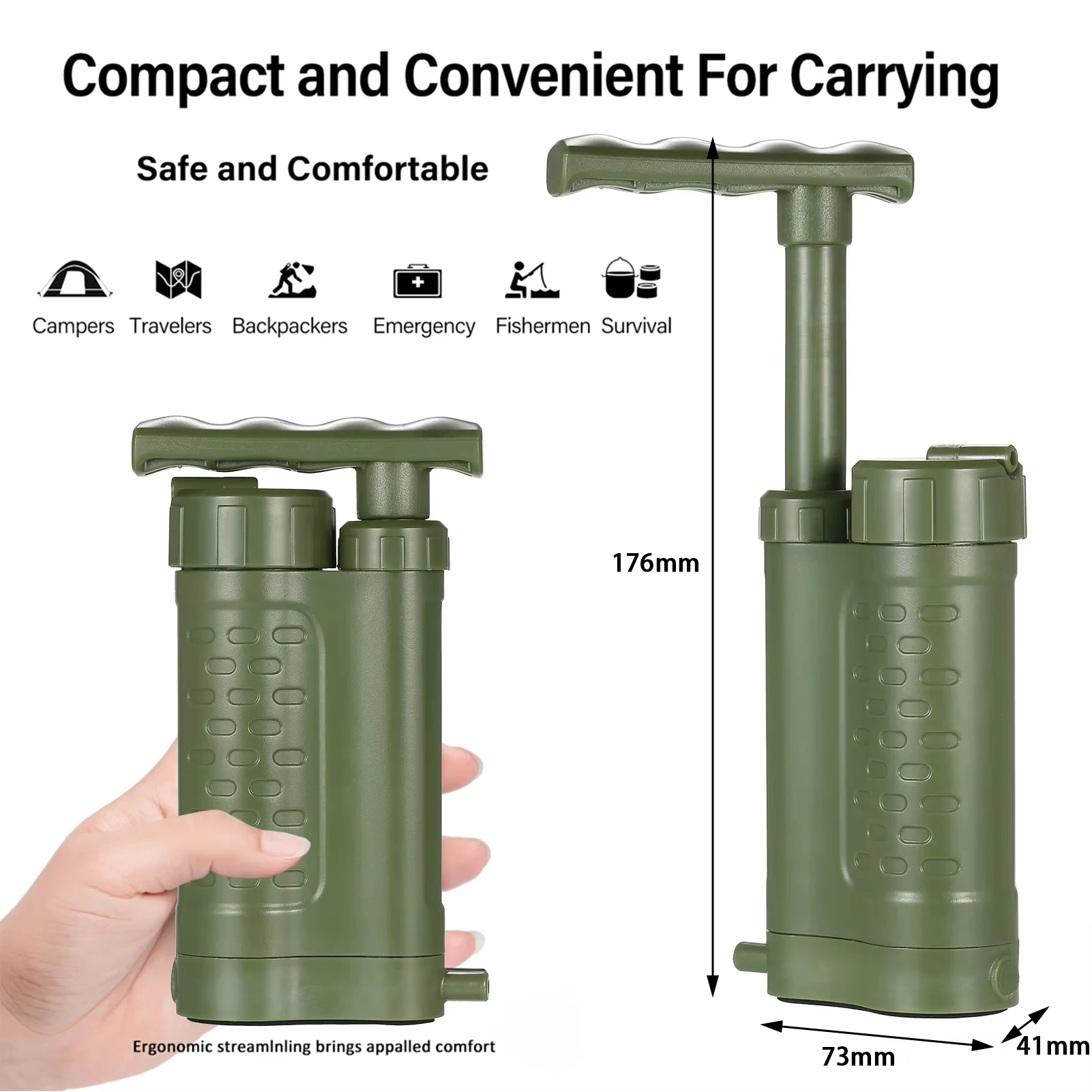 Outdoor Emergency Filtration Tool Hiking Water Purifier Compact  0.01 Micron Camping Water Filter 3-Stage Portable Survival Pump - view 2