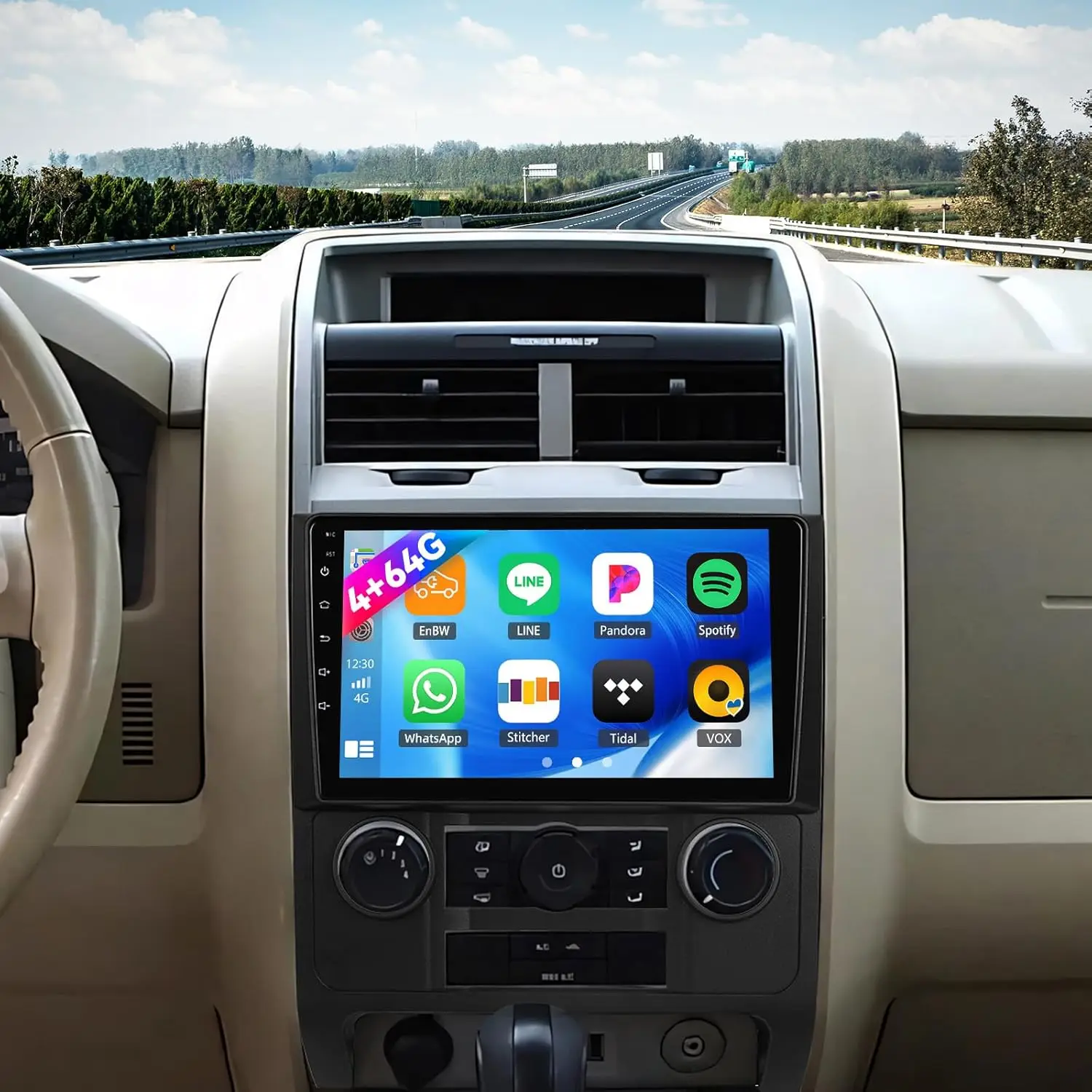 9 Inch Car Stereo for Ford Escape 2007-2012 with Android 13, CarPlay, MirrorLink, Bluetooth, GPS, WiFi, Backup Camera, 4GB+64GB