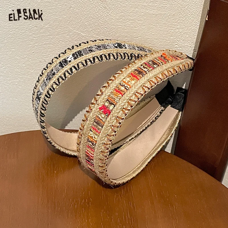 

ELFSACK 2025 Autumn New Arrival Bohemian Braided Wide Brim Vacation Style Headband For Woman