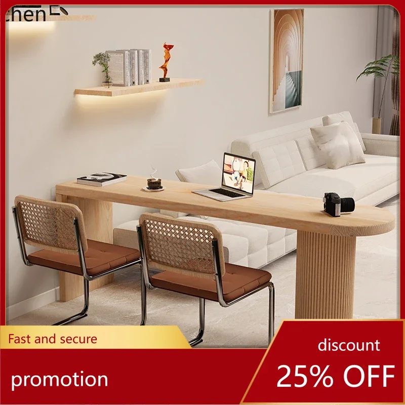 

HXL solid wood desk living room study integrated bedroom long computer desk study reading table