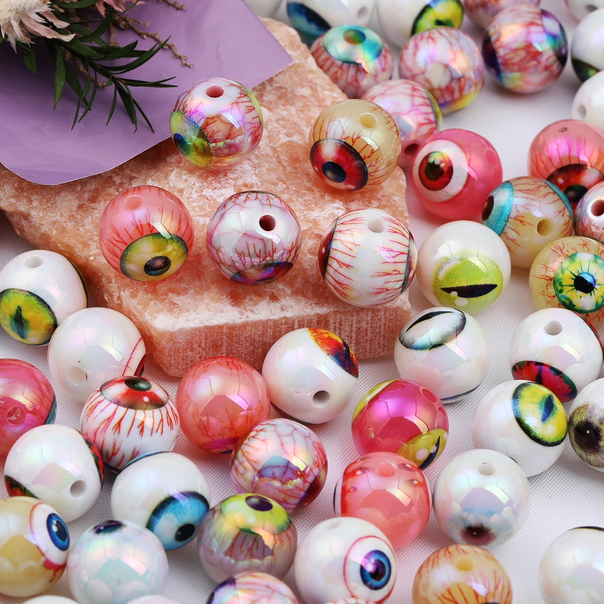 10 Stück/20 Stück 16 mm UV-beschichtete Acryl-Augapfel-Perlen für DIY-Perlen zur Herstellung von Schmuck, Armbändern, Halsketten, Anhängern, DIY-Perlen, Stiften