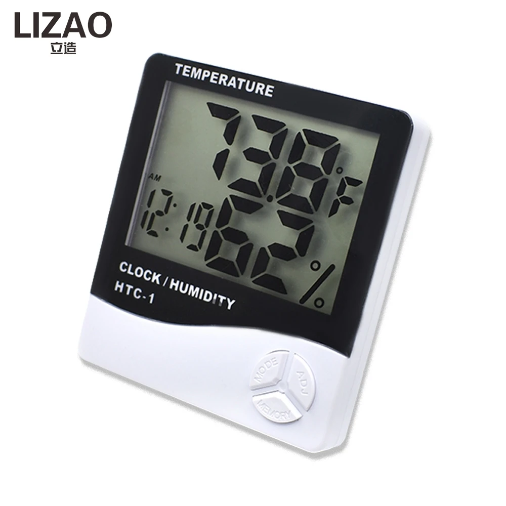 HTC-1/2 Digital LCD Thermometer Hygrometer, Indoor/Outdoor Temperature Humidity Meter with Clock & Max/Min Records