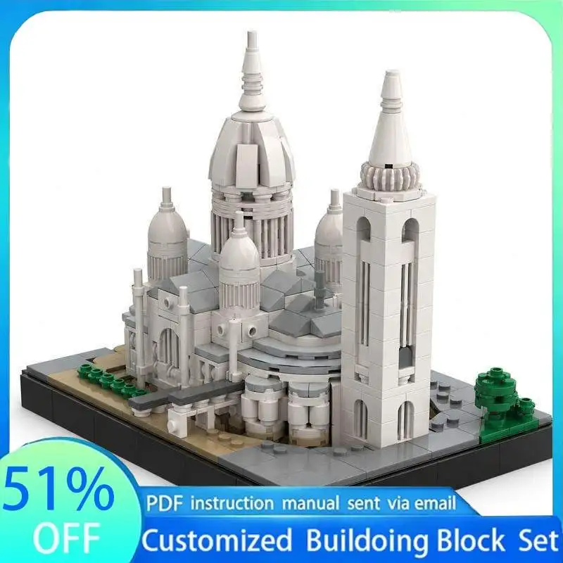 1120PCS Paris Montmartre Basilica Architecture MOC Model Building Blocks Creative DIY Assembly Education Collection Gift Decor
