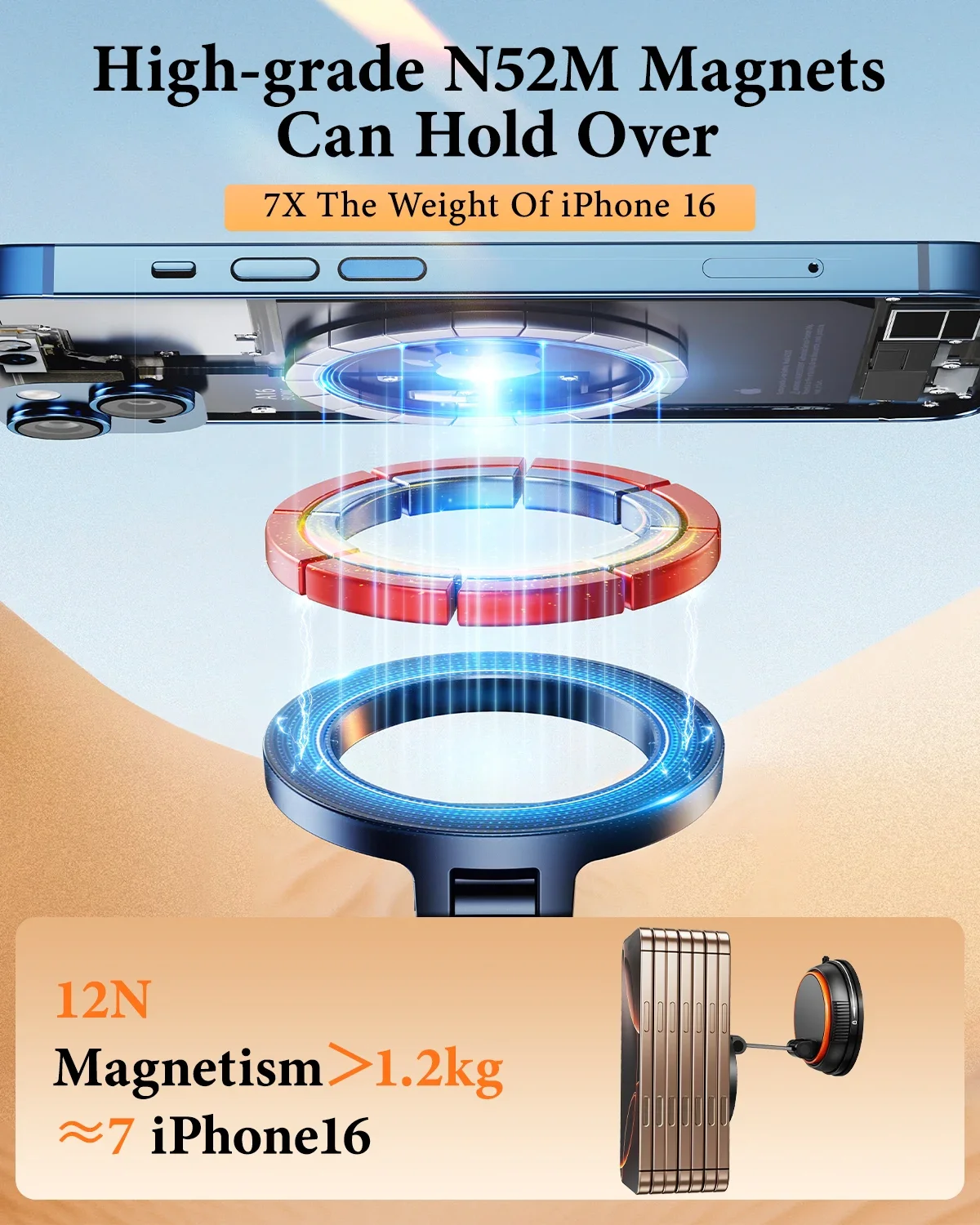 Dudukan ponsel cangkir hisap Desktop Oatsbasf dudukan ponsel lipat dengan pengisap magnetis yang dapat diputar dengan Hands-Free braket ponsel malas