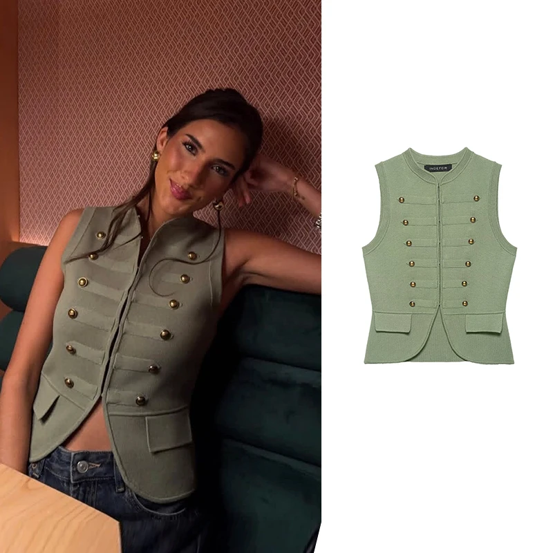 Summer Women's New Knitted Vest Tops 2026 Fashion Retro Slim Elegant Young Women's Blouse Chic Elastic Knitted Short Tank Tops