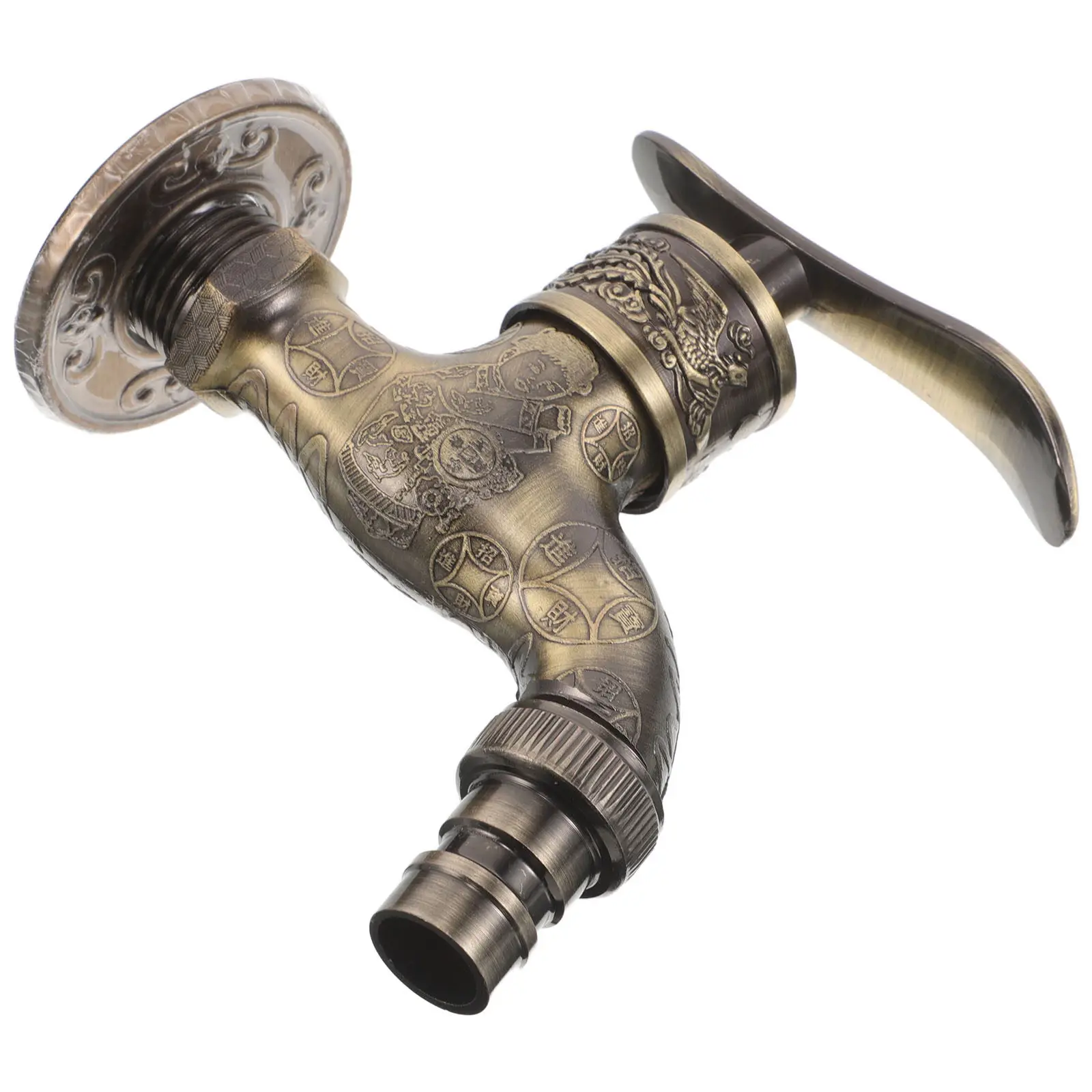 Outdoor Garden Faucet Vintage Wall Mounted Water Tap For Exterior Spigot Tap Washing Machine Connection Durable Metal Single