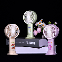 YM8209-Cute Mini Handheld Fan - 1-Speed USB Power | Detachable Base | Charming Colors & Cartoon Patterns
