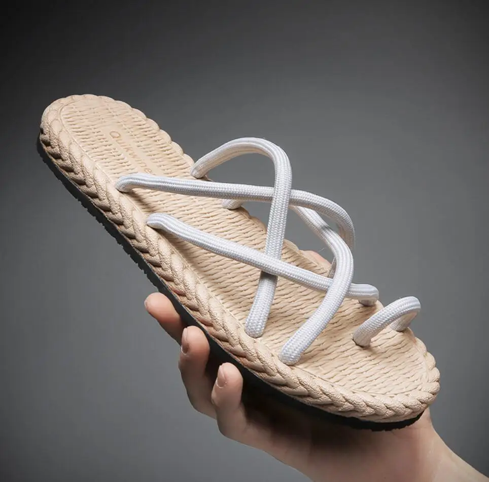 

2025 Men's New Slippers Summer Knit Soft Men Flip Flops For Men Outdoor Anti-slip Beach Shoes Hombre Sandals Home Flip Flop