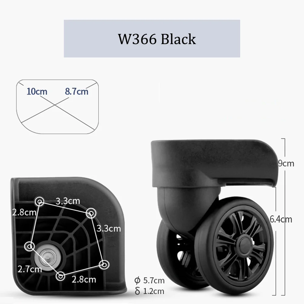 For Samsonite W366 Nylon Luggage Wheel Trolley Case Wheel Pulley Sliding Casters Universal Wheel Repair Slient Wear-resistant