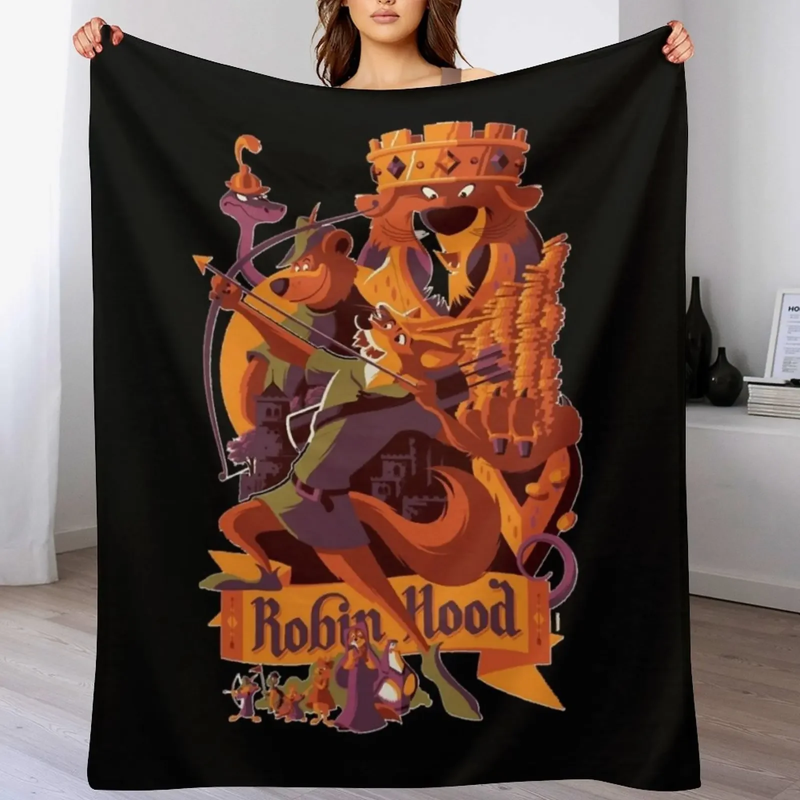 Robin hood cartoon merch Throw Blanket Breathable Lightweight Blanket for Adults Kids