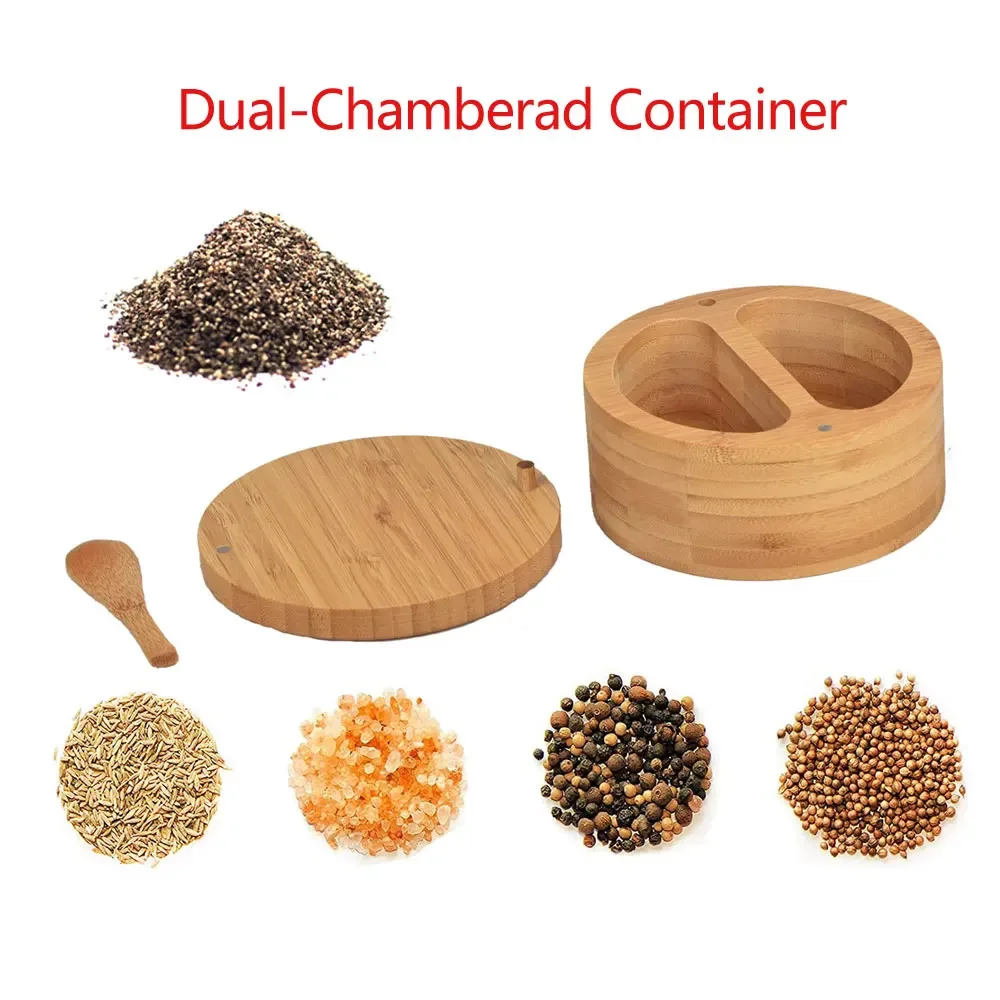 صندوق حاوية الملح مع غطاء وملعقة تخزين السكر والفلفل وحامل قبو وإكسسوارات المطبخ وعاء توابل التوابل