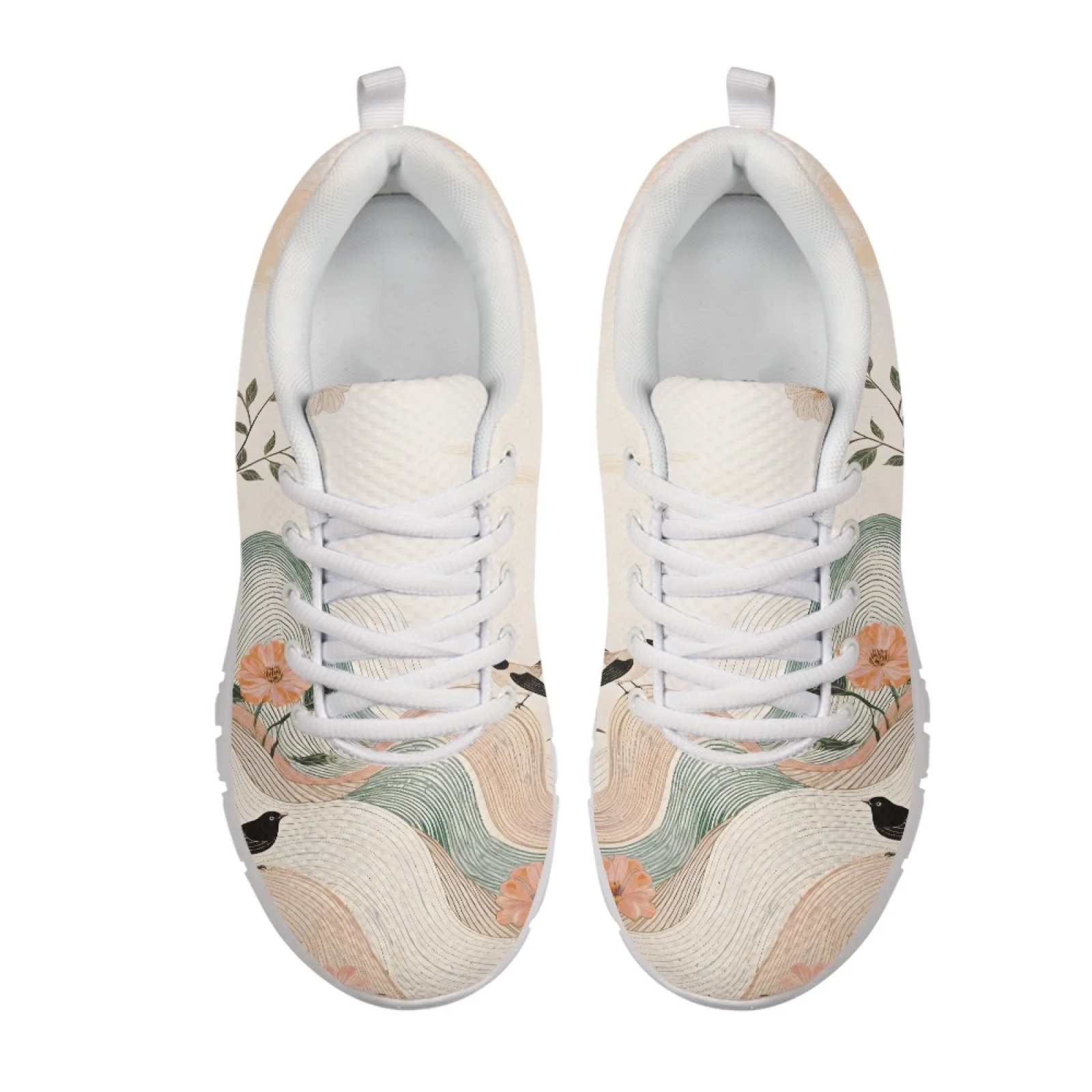 Coloranimal Lace Up Lightweight Tennis Shoes for Women Womens Sneakers Running Athletic Shoes for Jogging Bird And Flower
