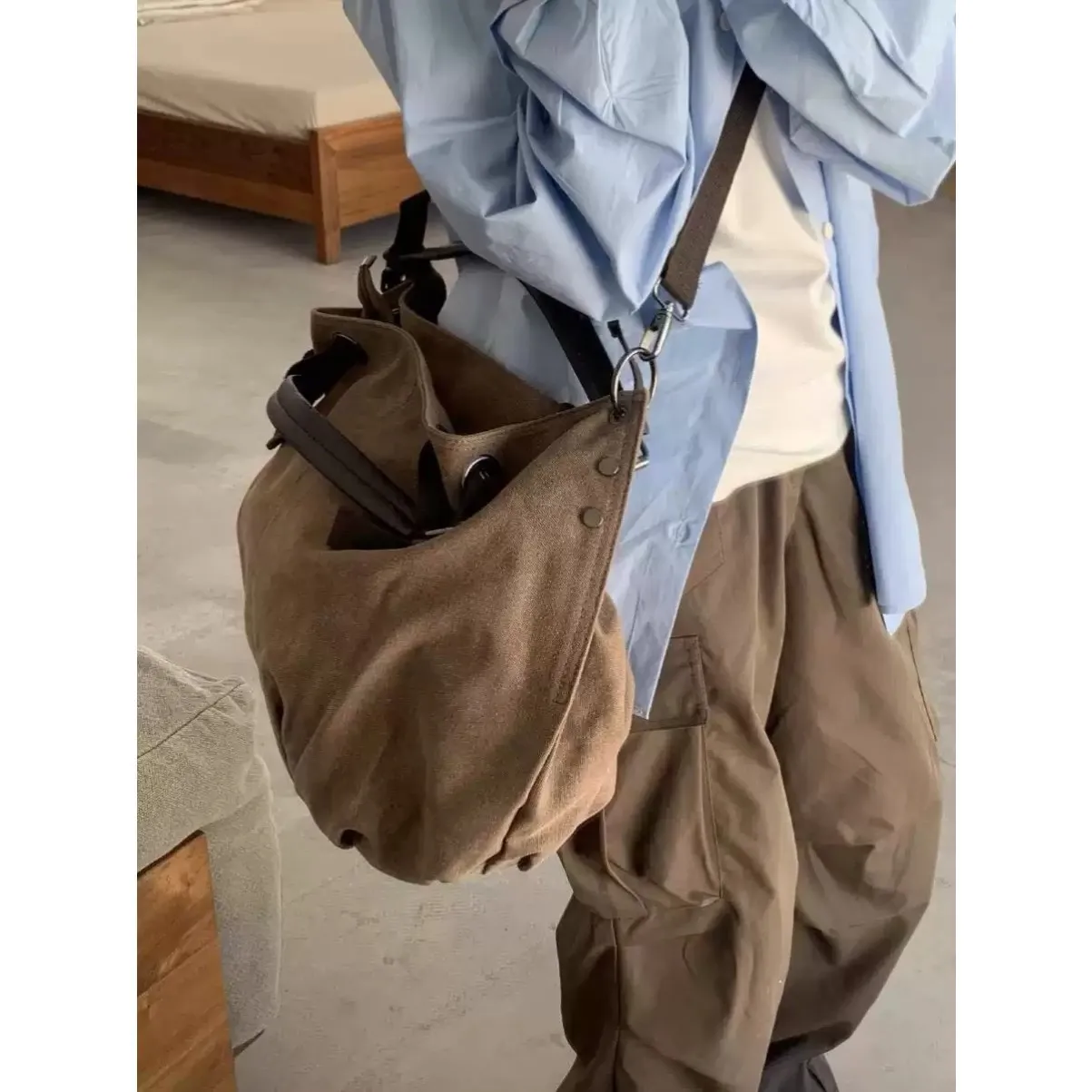 

Ретро-стиль, японский дизайн, вместительная холщовая рабочая сумка, сумка через плечо, модная повседневная сумка, осенне-зимняя сезонная сумка