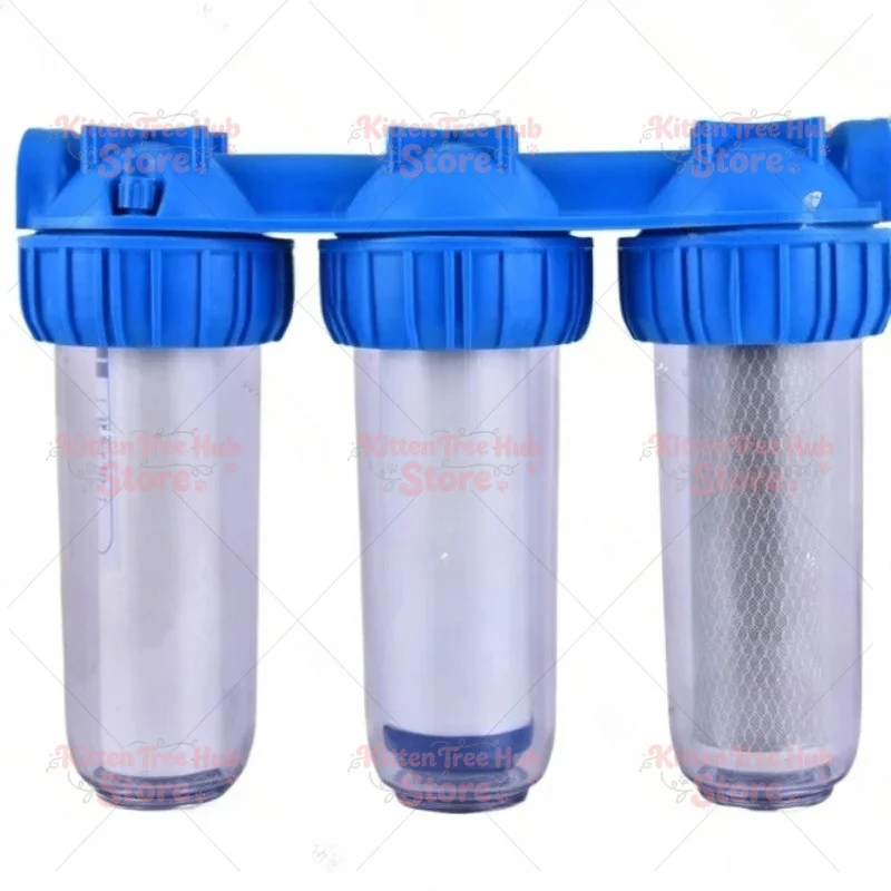 For 10 Inch Transparent Bottle Triplet Pre-filter Household Kitchen Tap Water Pipe Filter Water Purifier