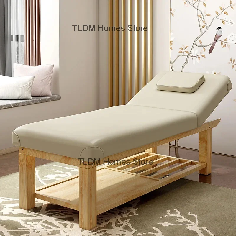 Modern Solid Wood Folding Massage Tables Aesthetic Stretcher Portable Body Massage Beds Minimalist Home Moxibustion Therapy Bed