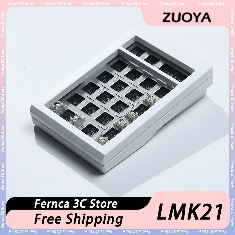 

ZUOYA LMK21 Mini Keyboard Aluminium Alloy Three Mode RGB Mechanical Keyboard Hot Swap Gasket Keypad VIA Pc Gmaer Office Win Mac