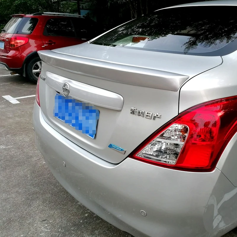 For Versa Spoiler 2012  to 2017 Nissan Sunny Sedan Spoiler jsdK ABS plastic Material Car Rear Wing Color Rear Spoiler