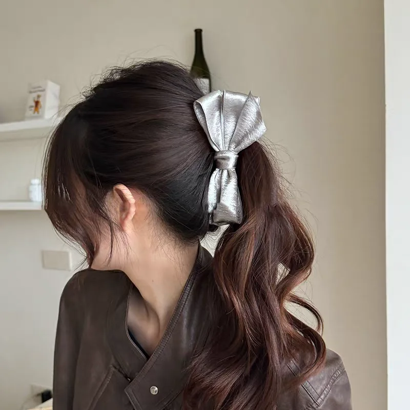 AWAYTR Satin Bow Tie Banana Clip Hair Combs Fabric Women Hairpins Brides Wedding Elegant Hair Accessories Headwear