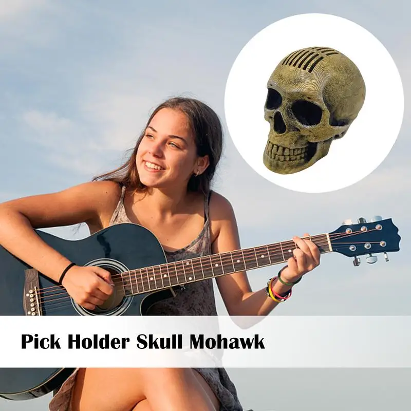 Pick Holder Skull Geometric Skull Pick Holder Heavy Metal Pick Storage Stylish Gothic Home Decoration Realistic Guitar