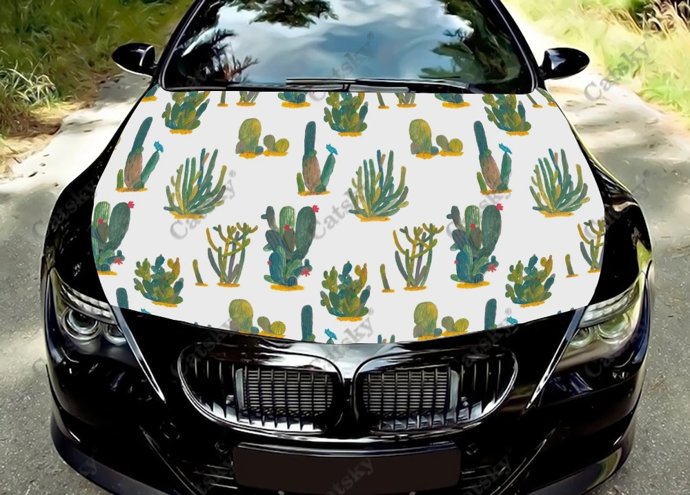 cactus plant cartoon Car Hood Decal Vinyl Sticker Graphic Wrap Decal Graphic Hood Decal for Most Vehicles Custom Graphics