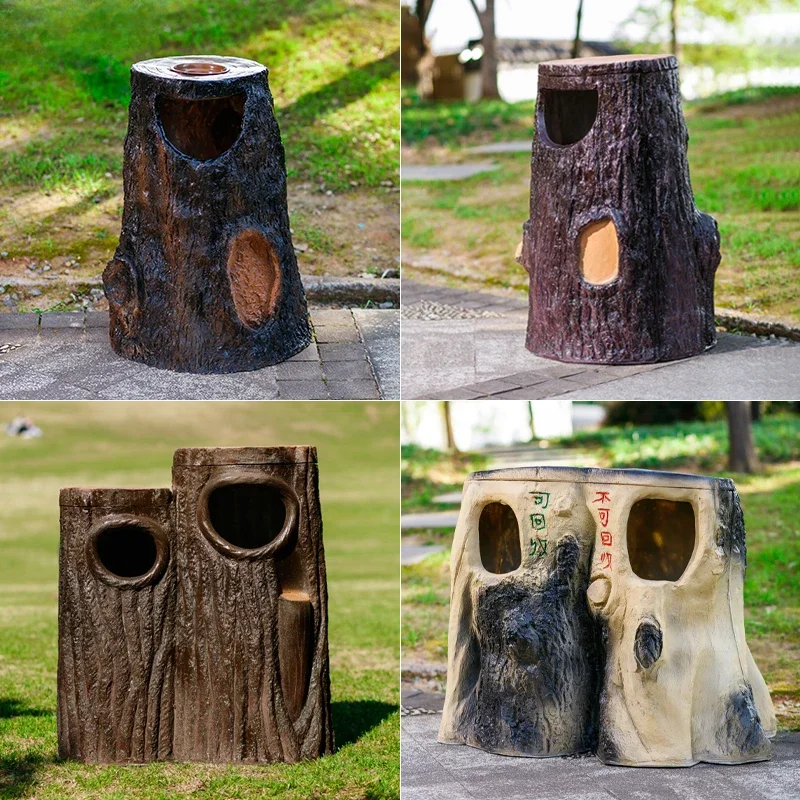 Outdoor trash can Outdoor garden Scenic spot Park Creative imitation stump Sanitation classification box Stump fruit leather box