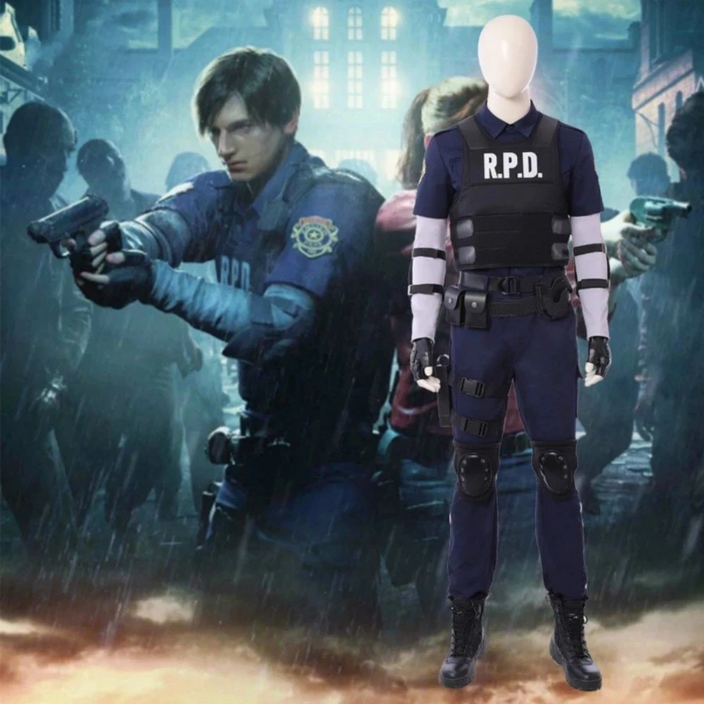 RE2 Leon Cosplay Costume survival horror games Halloween costumes Leon Scott Kennedy Costume