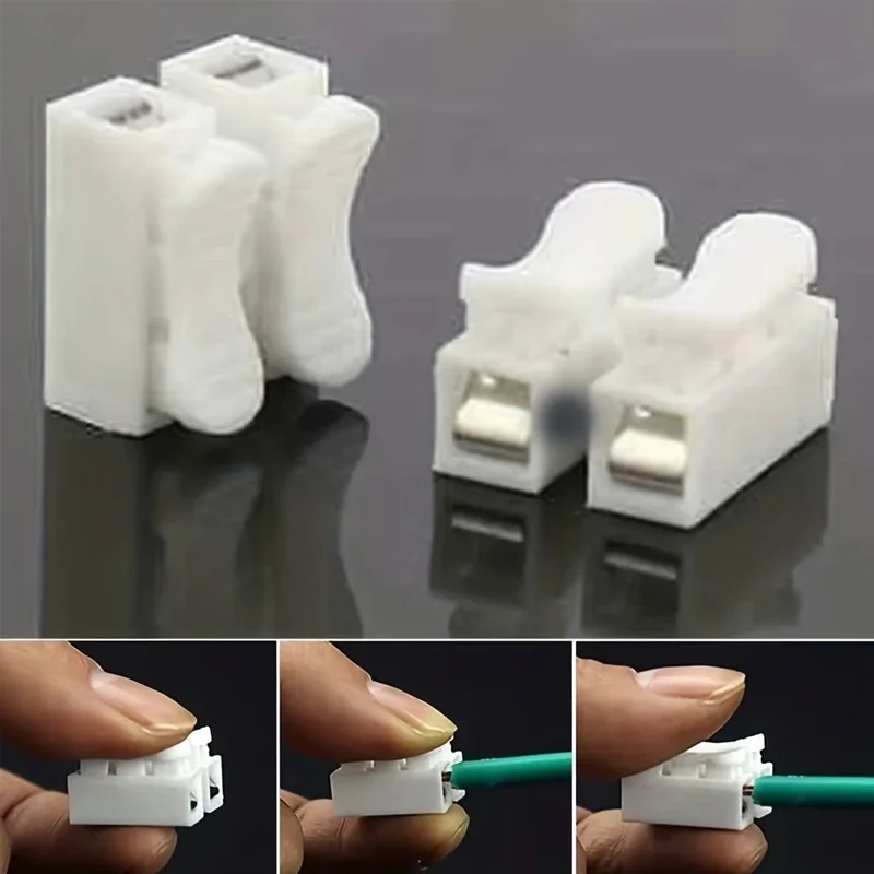 20pcs 2 Pins Electrical Cable Connectors CH2 Quick Splice Lock Wire Terminals Lamp Connection