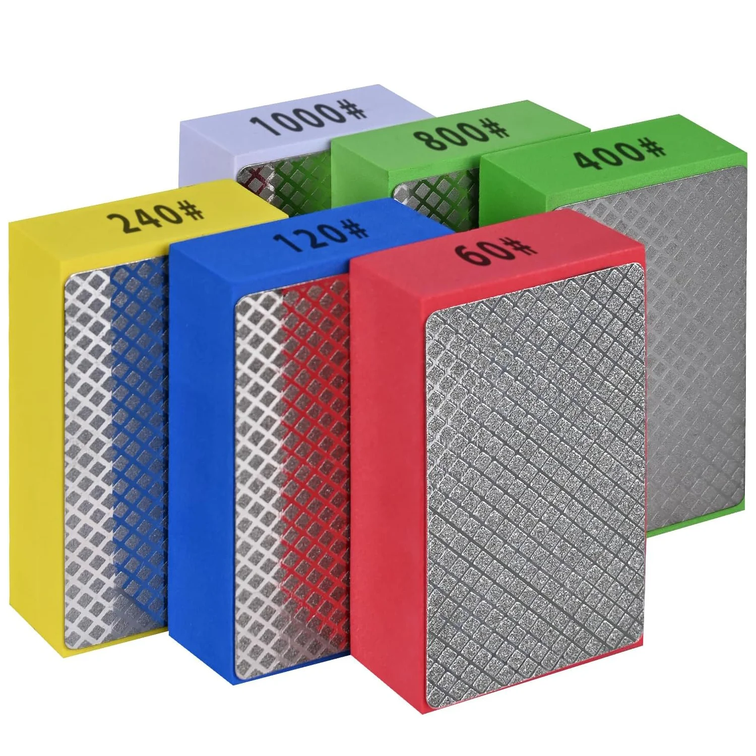 

6pcs Diamond Hand Polishing Pads for Ceramic Tile Glass Grinding,Sanding Blocks Polishing 60#,120#,240#,400#,800#,1000#
