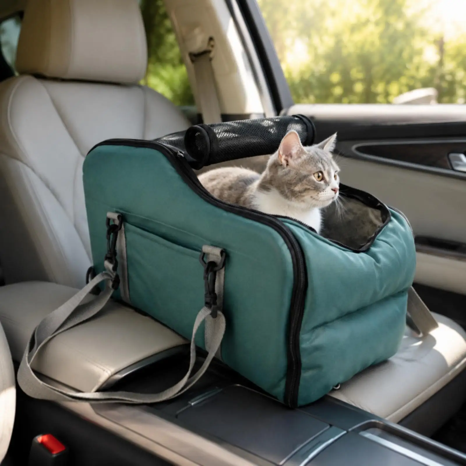 Suede Pet Carrier for Car Travel Dog Backpack Bag with Rigid Body and Comfortable Interior