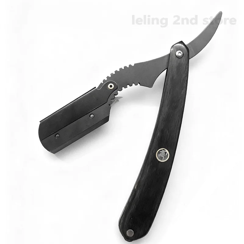 Pisau Cukur Lurus Hitam untuk Pria Gagang Kayu Alami Cocok untuk Pisau Cukur Dua Sisi Profesional dan Cukur Rapat Pisau Cukur Barber Grosir