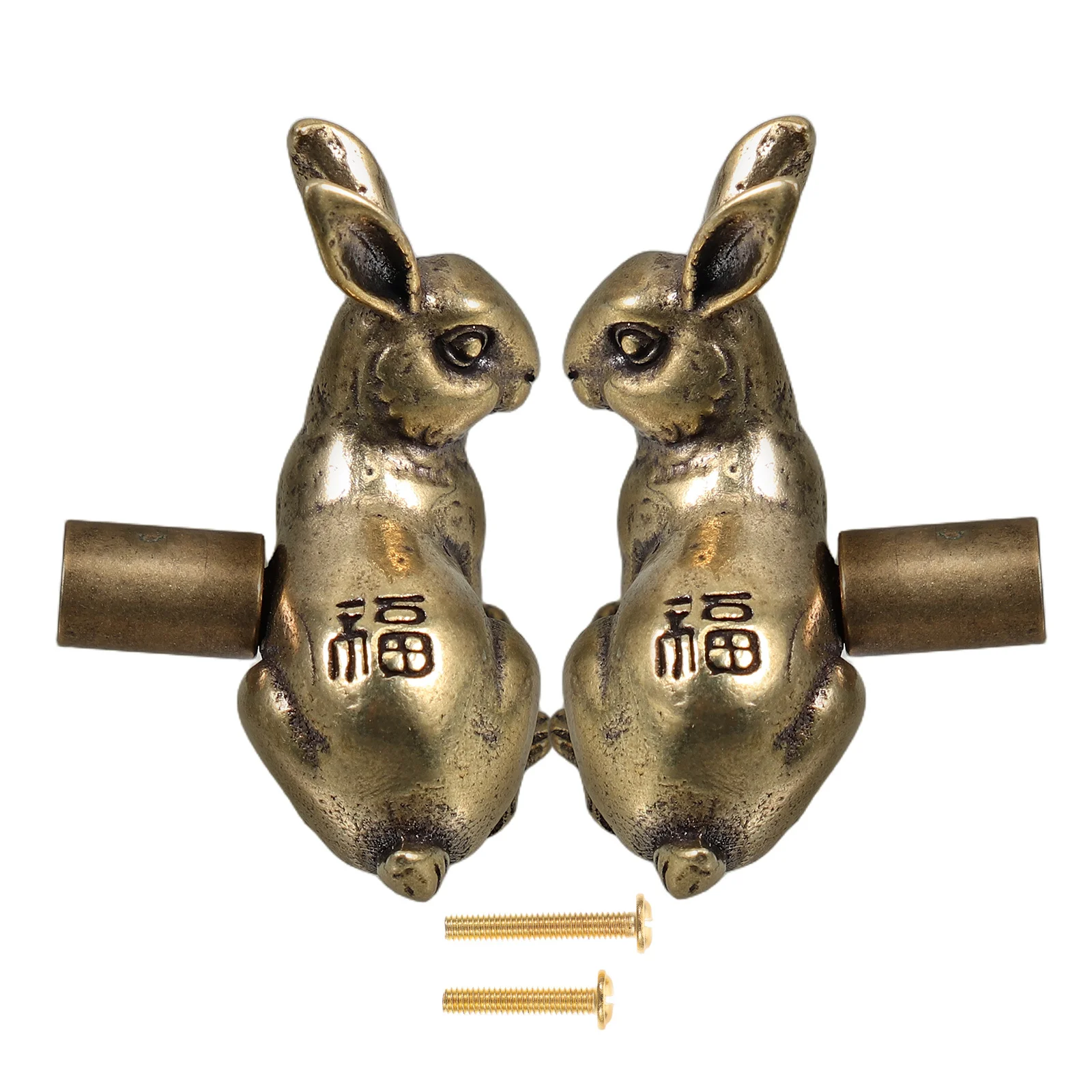 

2pcs Solid Brass Rabbit Drawer Pull Vintage Cabinet Knob For Drawers Cabinets Animal Handle Home Decor Hardware Brass Rabbit