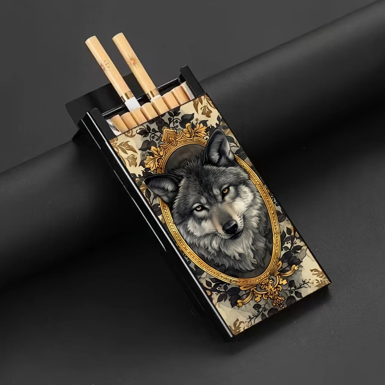 Charming Aluminum Cigarette Case - 100mm, Slim Design with Creative Animal Patterns Cigarette Case with Lighter