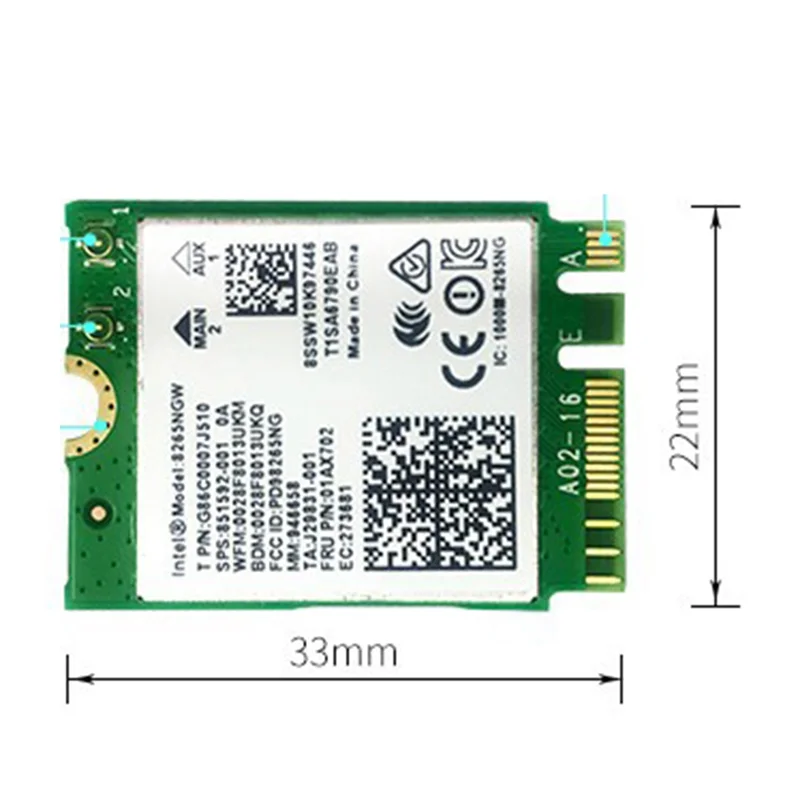 N35R_DU AC8265 Wifi Card+6DB Antenna Network Adapter