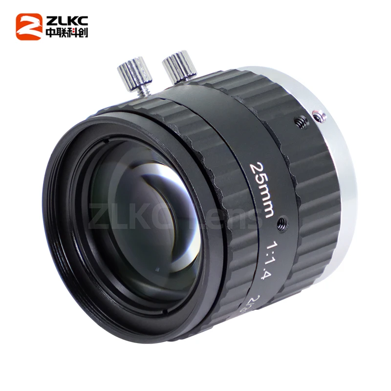 ZLKC 25mm Lens F1.4 Large Aperutre C-mount Lens 5MP Low Distortion 2/3'' Machine Vision for Industrial Cameras
