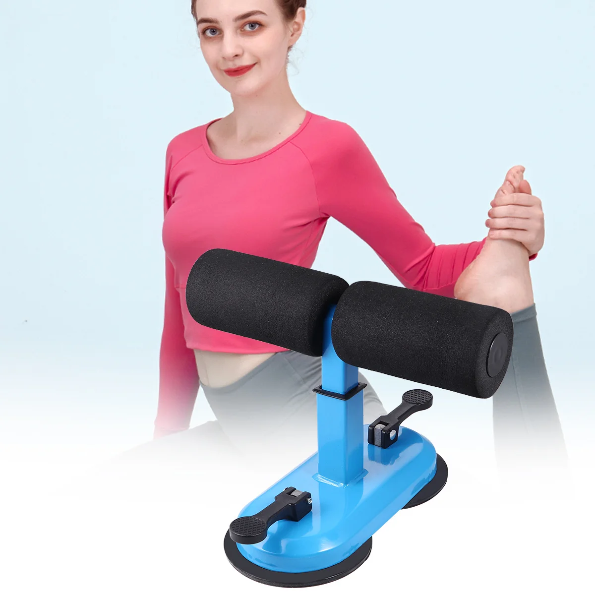 

Abdominal Machine Blue 4-Level Height Adjustable Non-Slip Rubber Suction Home Workout Fitness Equipment Belly Roll Crunches