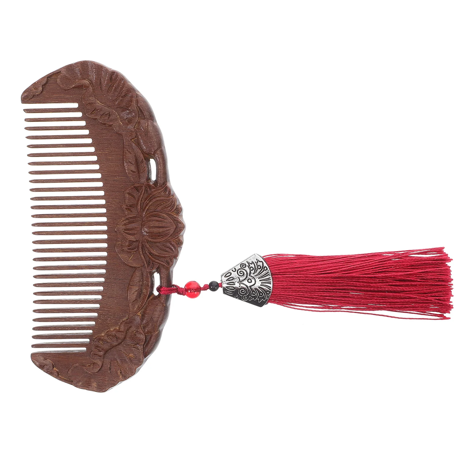

Sandalwood Comb Natural Green Handmade Carved Lotus Wood Wide Tooth Detangling Pocket Hair Comb For Curly Travel Size Portable