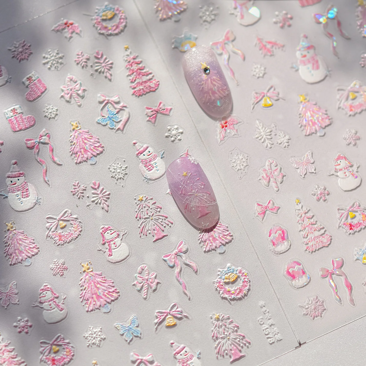 Nail Art Stickers Shell Glow Pink Christmas Japanese Self Adhesive Film Decals Manicure Decor Lightweight for Girls Kids