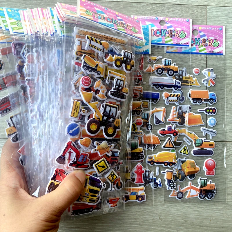10 Blatt Kinderaufkleber, bauschige Aufkleber für Mädchen, Jungen, Geburtstagsgeschenk für Kinder, Scrapbooking, Cartoon-Technik, Fahrzeugaufkleber – Detail 4