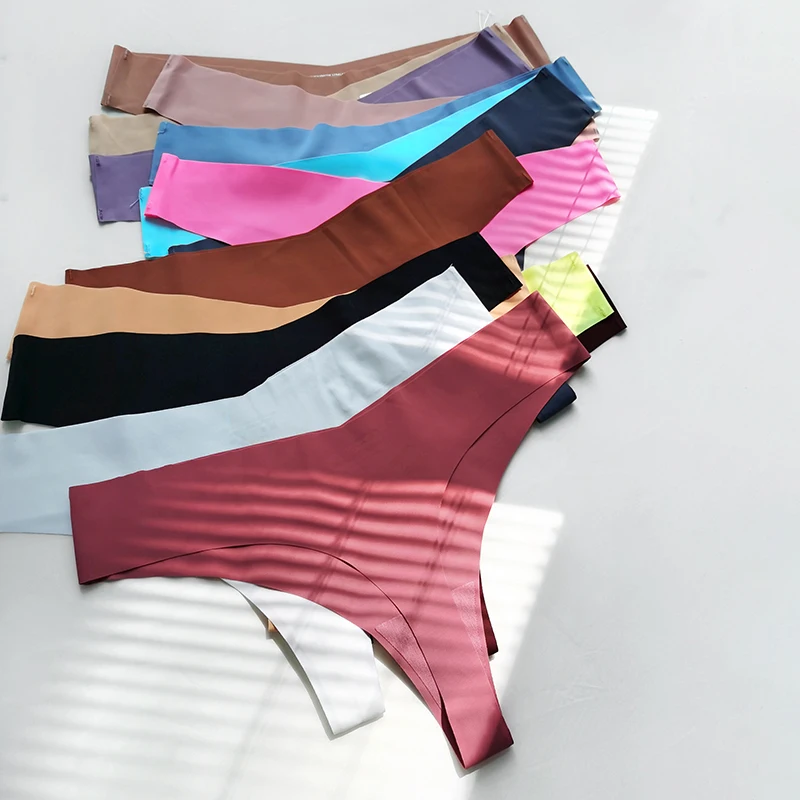 سلس ثونغ النساء سراويل مثير G سلسلة الحرير الجليد الملابس الداخلية T الظهر الرياضة اليوغا الفتيات ملخصات Traceless حجم كبير S-XL #5