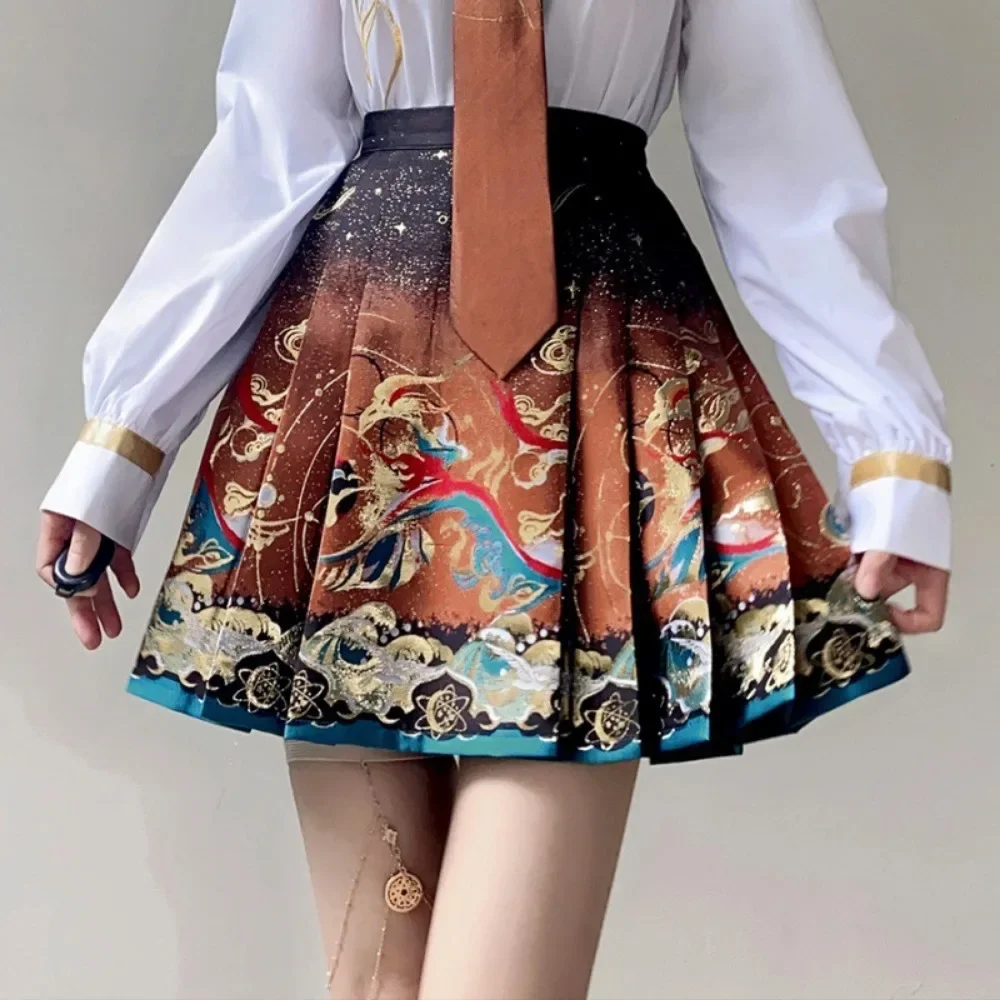 

Y2k Skirt Women Clothing Vintage Fashion Casual Elegant Streetwear Ethnic Style Horse Face Skirt Chinese Style Summer Print