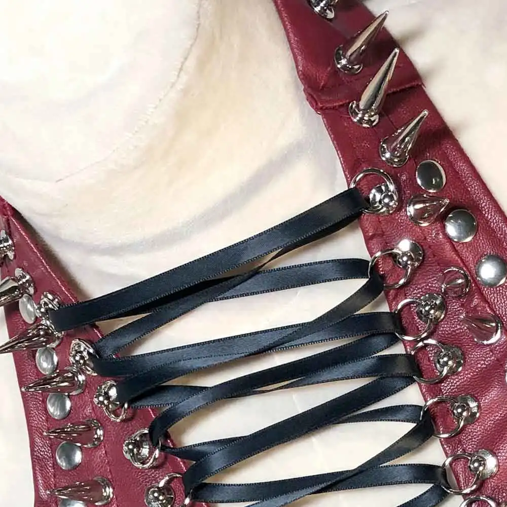 Goth Tops Punk Rock Clothes Y2K PU leather Black Rave Outfits Grunge Emo Clothing Festival Bra Boho Gothic Tank E-Girls Spiked