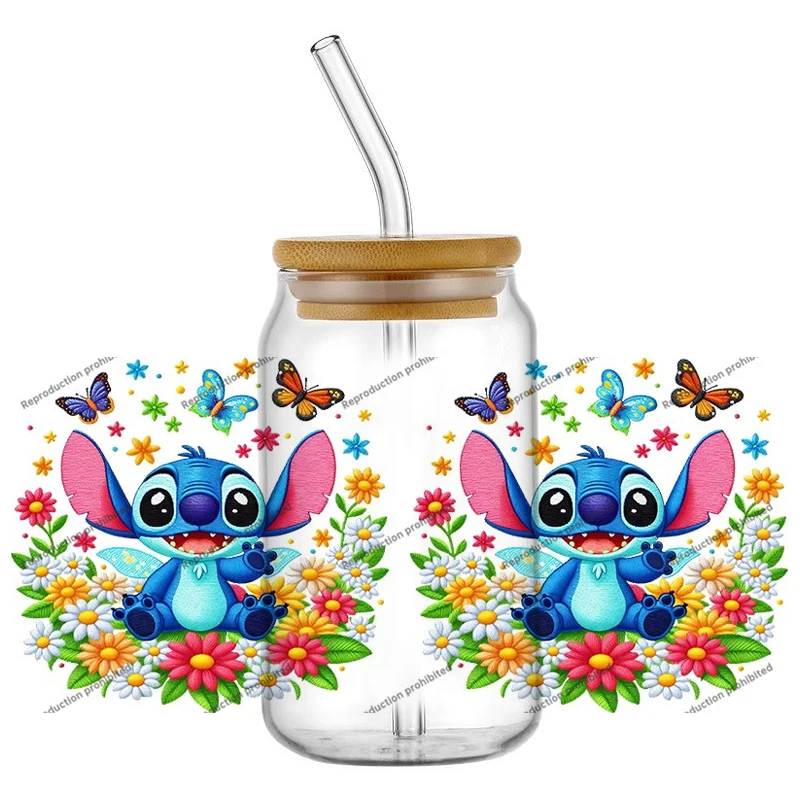 Niedliches Blumen-Problemkind-Muster, 16oz Aufkleberbecher, cooler personalisierter Transferaufkleber, Etikett, DIY-Logo, selbstklebend, wasserfest
